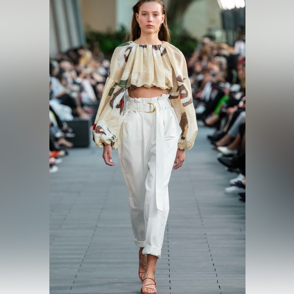 Aje Cropped Printed Cotton Blouse - Picture 2 of 10